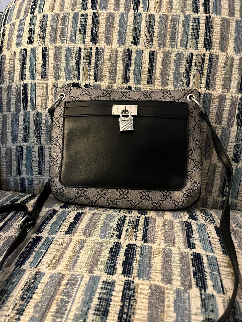 Nine West Black and Gray Patterned Crossbody Bag